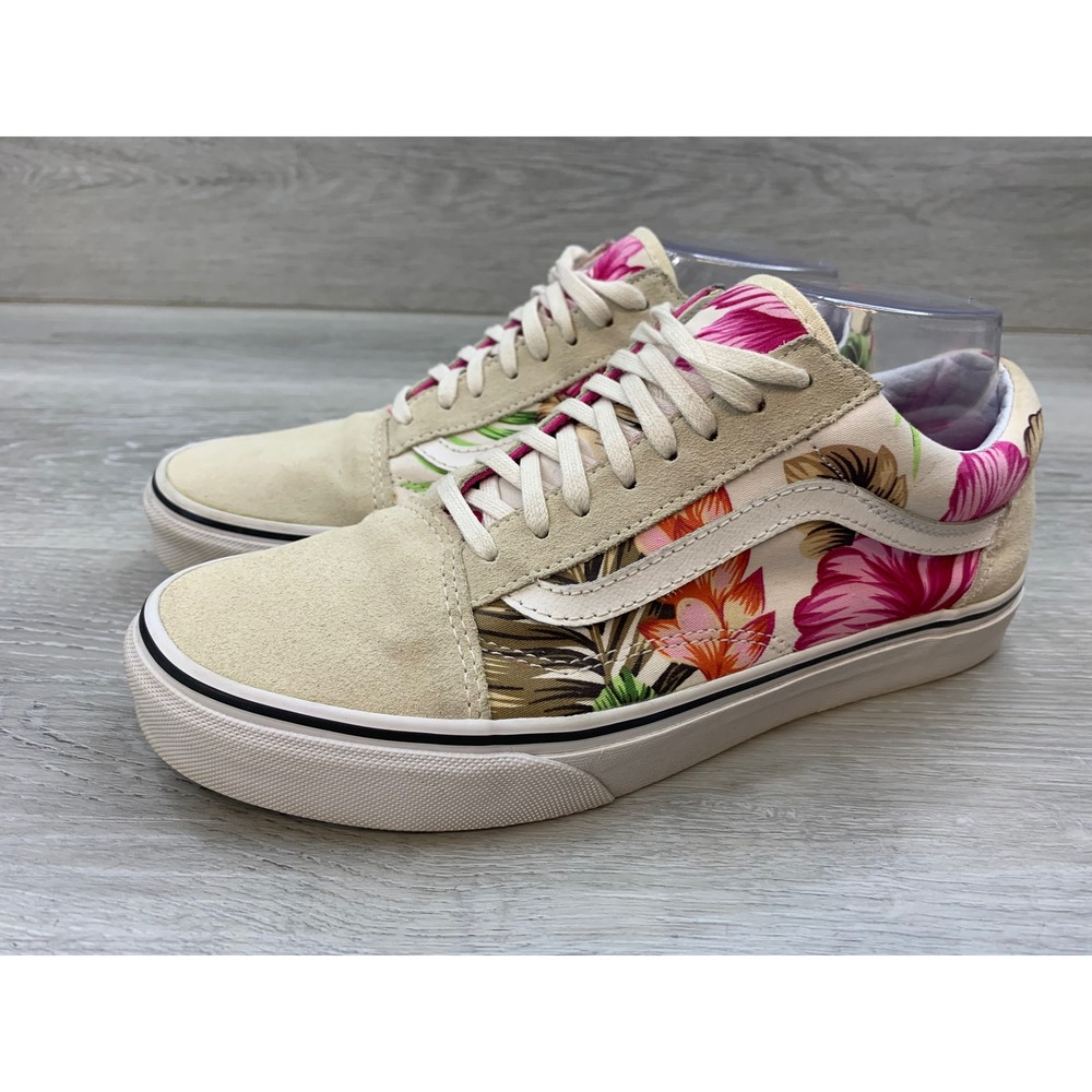 Vans Old Skool Tropical Floral Hibiscus Suede Sneakers Women's Classic 9 - Picture 3 of 10
